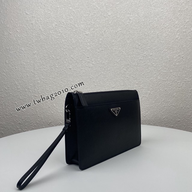 Prada專櫃新款男士手包 2VF032 普拉達Saffiano十字紋牛皮男士手拿包 csp1133